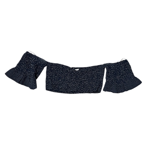 Tops - Navy and White Polka Dot Bandeau Top‎